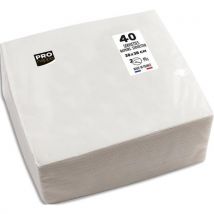 Paquet de 40 serviettes micro-gaufrées ouate 2 plis Pronto - 38x38 cm - Blanc