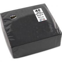 Paquet de 40 serviettes micro-gaufrées ouate 2 plis Pronto - 38x38 cm - Noir