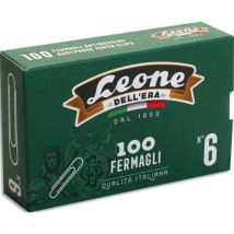 Boîte de 100 attaches-lettres galva Leone Dell'Era Dell'Era Giuseppe 58 mm N°6. En zinc. Bout rond
