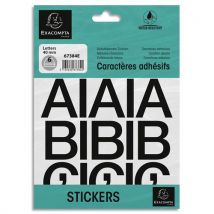 Pochette de lettres Exacompta adhésives noires A-Z 40 mm 67384E