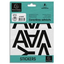 Pochette de lettres Exacompta adhésives noires A-Z 60 mm 67385E