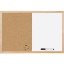 Tableau d'affichage Bi-Office en liège, blanc magnétique effaçable cadre en bois, 60x40cm MX03106010-911