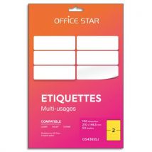 Boîte de 100 étiquettes adhésives multiusage format A5 210x148mm Office Star, planche A4, coloris jaune