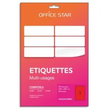 Boîte de 50 étiquettes adhésives multiusage format A4 210x297mm Office Star, planche A4, coloris rouge