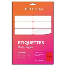 Boîte de 100 étiquettes adhésives multiusage format A5 210x148mm Office Star, planche A4, coloris rouge