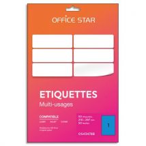 Boîte de 50 étiquettes adhésives multiusage format A4 210x297mm Office Star, planche A4, coloris bleu