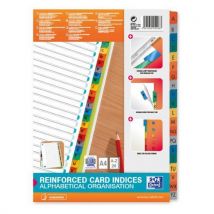Intercalaire alphabétique Oxford, carte blanche 170g, 20 positions renforcées mylar, format A4, assortis