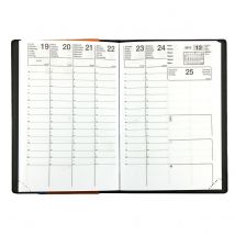 Agenda Eco 12 mois août à juillet - 1 semaine sur 2 pages avec notes - format 10x15 cm - couverture PVC Noire