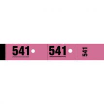 Ticket de vestiaire - 3 x 20 cm - rose - bloc de 50 tickets - Lot de 20