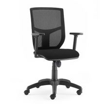 Siège de bureau à roulettes Alter - mécanisme synchrone - dossier résille noire - assise tissu noir - accotoirs réglables - piètement nylon noir