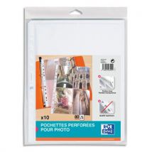 Pochettes perforées Elba pour 8 photos 10x15 cm - polypropylène 9/100e - fond transparent - sachet de 10