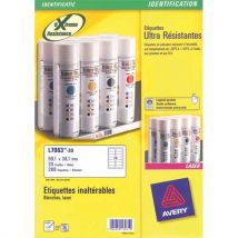 Etiquettes Avery L6011-20 - ultra résistante métalliques - impression laser - 63,5 x 29,6 mm - boîte de 540