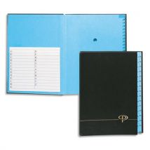 Trieur alphabétique 25 compartiments - couverture rigide plastifiée en PVC - noir