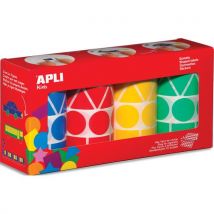 lot de 4 rouleaux de gommettes motifs et couleur assortis : carré, triangle, rectangle, rond