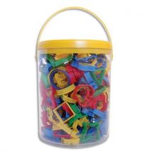 Seau de rangement hermétique comprenant 100 anilaux et 50 formes géométriques en plastique