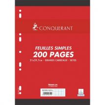 Feuilles mobiles Conquerant - 21x29.7 cm - 200 pages - 90g - grands carreaux