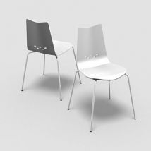 Lot de 2 chaises Spoon décor blanc sur 4 pieds chromé