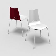 Lot de 2 chaises Spoon décor blanc/rouge sur 4 pieds chromé