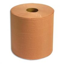 Lot de 2 bobines d'essuyage coloris chamois - 800 formats prédécoupés - 240 mètres dim 26 x 30 cm