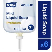 Savon liquide pour les mains Tork Premium S1 - 420501 - doux - parfumé - cartouche 1L - pour TORK S1