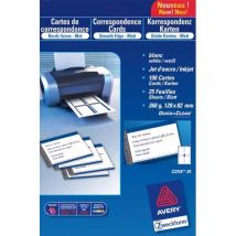 Cartes de visite Avery C32015 - 8,5 x 5,4 cm - 220 g - impression jet d'encre - finition mate - pochette de 80 cartes