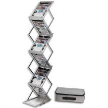 Présentoir sur pied pliable aluminium avec malette de transport 6 niveaux pour format A4