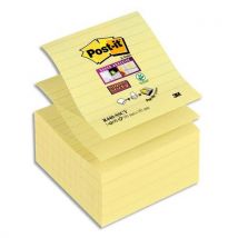 Lot de 5 recharges Post-It Znotes Super Sticky ligné jaunes - 90 feuilles lignées - 101x101 mm