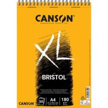 Bloc de 50 feuilles de papier dessin Canson XL Bristol - papier extra blanc et très lisse - 180g - A4