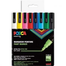 Pochette de 16 marqueurs peinture à eau Posca PC-3M - pointe conique polyester fine - coloris assortis