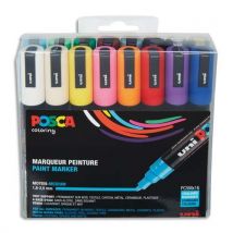 Pochette de 16 marqueurs peinture à eau Posca PC-5M - pointe conique polyester moyenne - coloris assortis