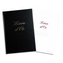 Livre D'Or - Format 22 X 17 Cm - 148 Pages - Couverture Aspect Cuir Coloris Noir