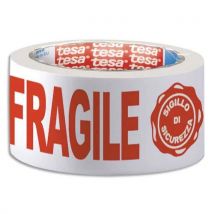 Ruban adhésif Tesa imprimé FRAGILE - 66 m x 50 mm - silencieux - Lot de 6