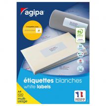 Étiquettes adhésives blanches multi-usages, 63,5 x 33,9 mm - 2400 étiquettes par boîte, 24 étiquettes par feuille (boîte 2400 unités)