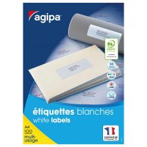 Étiquettes adhésives blanches multi-usages, 105 x 70 mm - 800 étiquettes par boîte, 8 étiquettes par feuille (boîte 800 unités)