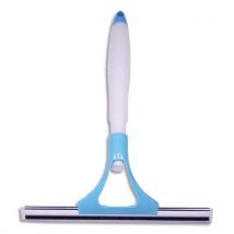 Raclette avec spray Albiore - pour vitre - manche de L24 cm - réservoir à bouton poussoir de 120 ml - bleu et blanc