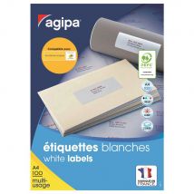 Étiquettes adhésives blanches multi-usages, 70 X 37 mm - 2400 étiquettes par boîte, 24 étiquettes par feuille (paquet 2400 unités)