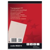 Plat de couverture 1er prix - A4 - transparent - pré-perforé - boîte de 100