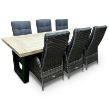 Tuinset Industrieel U-poot - Manhattan - Donkergrijs - 4, 6 of 8 personen - WGXL Collection Tuinset 8 personen