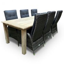 Tuinset Romy Teak - Manhattan - Donkergrijs - 4, 6 of 8 personen - WGXL Collection - Qopps Tuinset 8 personen