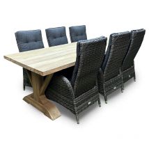 Tuinset Gaby Teak - Manhattan - Donkergrijs - 4, 6 of 8 personen - WGXL Collection - Qopps Tuinset 4 personen