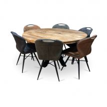 Eetkamerset - Mango eettafel - rond 150 cm - Splash eetkamerstoel - WGXL Collection