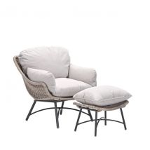Tuinstoel Logan - Wicker - Inclusief voetenbank - Desert Sand - Garden Impressions