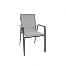 Stapelstoel Jibba - Aluminium - Teak - Antraciet - Qopps