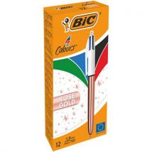 Bic - Kuulakärkikynä 4 väriä ruusukulta - 12 kpl sarja - bic