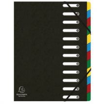 Exacompta - Harmonika-asiakirjajärjestäjä jossa 12 lokeroa 24,5x32 cm musta