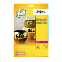 Avery - Erittäin vahvat keltaiset polyesteri-metalliset etiketit laser 99,1 x 42,3 mm