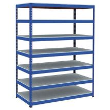 Manutan Expert - Rapid 1 varastohylly - 2440x1525x455 mm - 7 sinistä metallihyllytasoa - 450 kg/hyllytaso - Helppo asennus