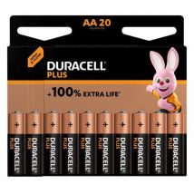 Duracell - Paristo alkalinen aa plus 100% - 20 yksikköä - duracell