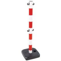 Manutan Expert - Punainen/valkoinen tolppa alustalla kaksoisketjulle - 900 mm korkea - PVC - Sisä- ja ulkokäyttöön