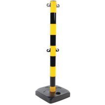 Manutan Expert - Ketjutolppa alustalla musta/keltainen 900 mm PVC sisä- ja ulkokäyttöön